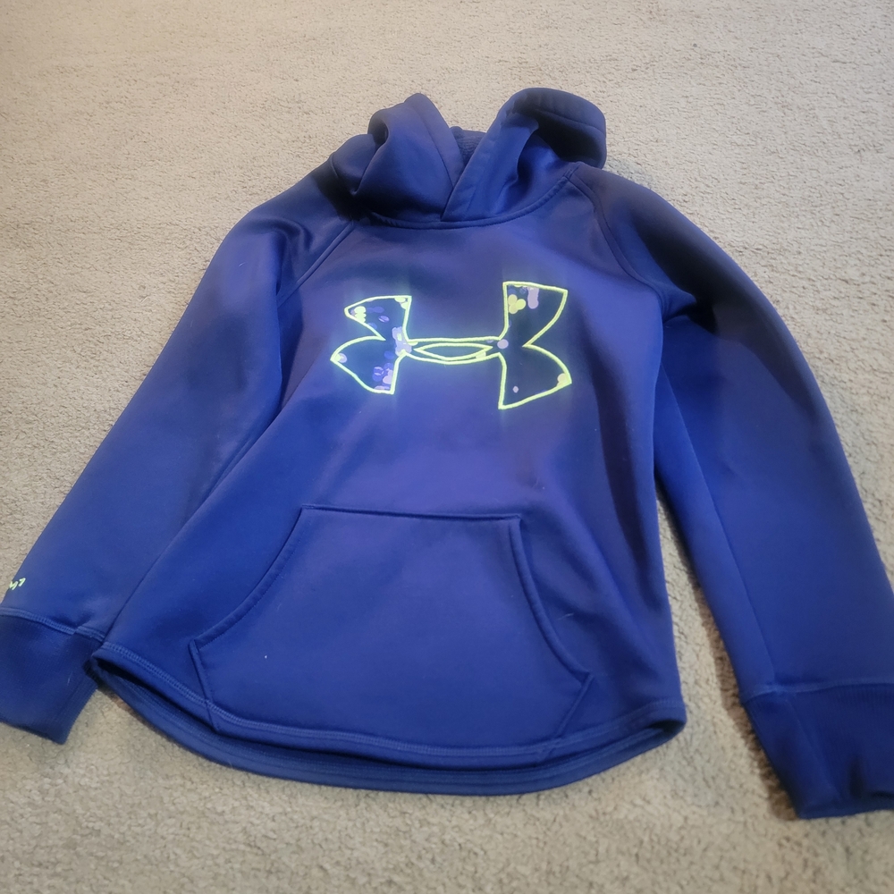 Under Armour Kids Purple Hoodie with Neon Logo